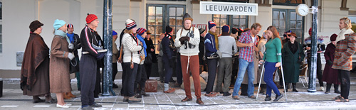 Op het station in Leeuwarden voor de start in 1963