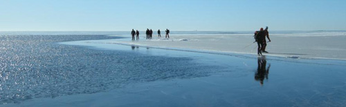 Schaatsen op de grens van ijs en water